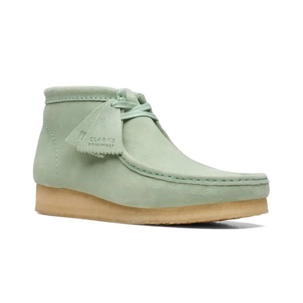 Clark Originals Men’s Wallabee Mint Green Suede Leather Lace Up Square Toe Ankl